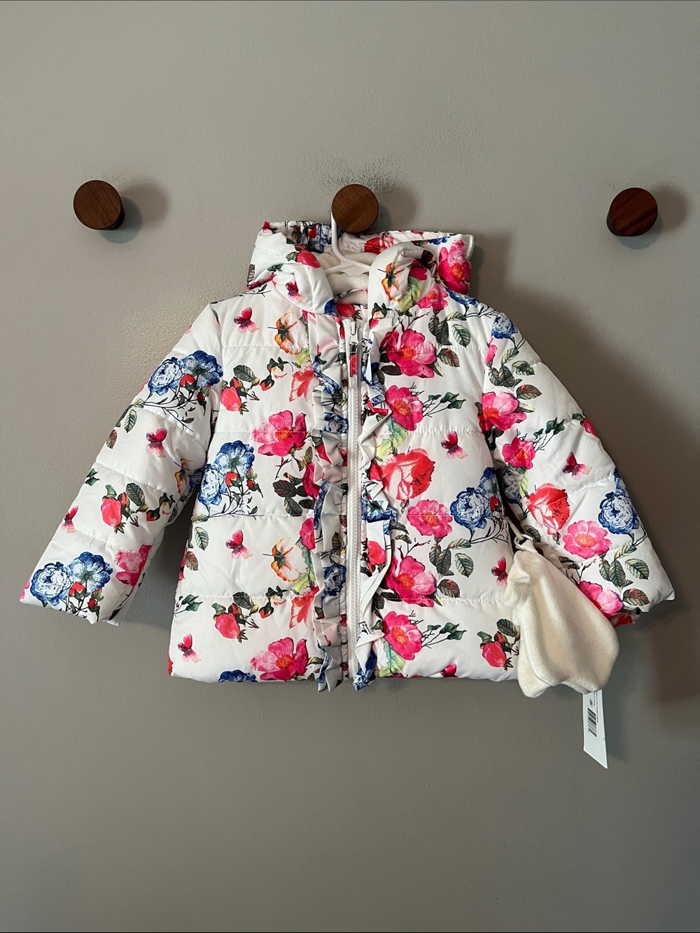 New! Rothschild Puffer Jacket Ruffles Floral Butterfly size 24 Months